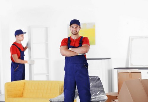 Donated furniture and household items prepared for charity reuse