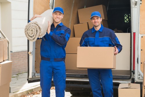 Packed boxes and furniture ready for a Richmond upon Thames removal van