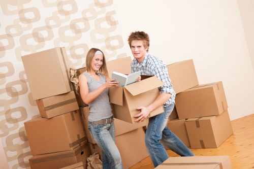 Packed moving boxes prepared for flat removals in Richmonduponthames